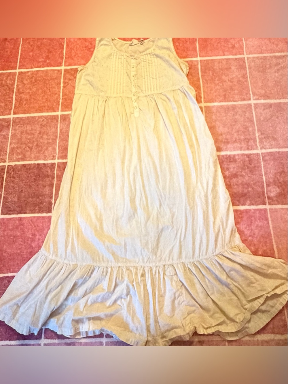 Sleeveless Cream Cotton Ruffle-Hem Chemise Slip